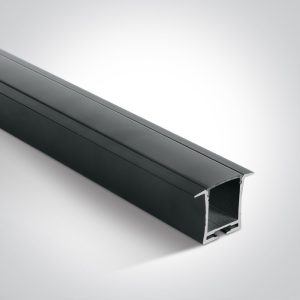 BLACK RECESSED PROFILE 2m + BLACK PC diffuser