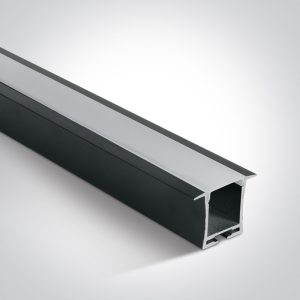 BLACK RECESSED PROFILE 2m + PC OPAL DIFFUSER